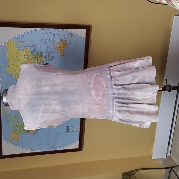 American jeans Sleeveless violet denim vintage dress with Metallic buttons - Picture 6 of 12